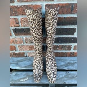 Leopard Print Knee High Boots